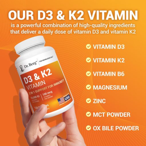 Dr.Berg Vitamin D3 (10,000 IU) + K2 (100 mcg) - 120 capsules