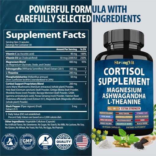 Strong Vit Cortisol Supplement - 60 vegan capsules