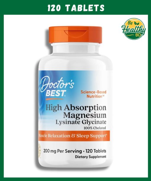 Doctor's Best Magnesium Lysinate Glycinate (200 mg) - 120 tablets