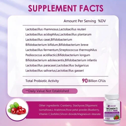 Omogs Women's Probiotic Prebiotic (90 billion CFUs & 18 Strains) - 90 tablets