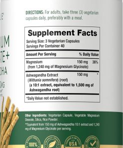 Carlyle Magnesium Glycinate + Ashwagandha Complex (2740 mg) - 120 vegetarian capsules
