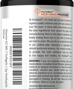 Horbaach Vitamin K2 MK-7 (100 mcg) + D3 (5,000 IU) - 180 softgels