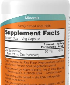 Now Zinc Picolinate (50 mg) - 120 veg capsules