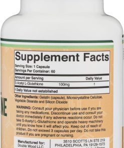 Double Wood S-Acetyl L-Glutathione (100 mg) - 60 capsules