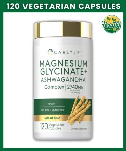 Carlyle Magnesium Glycinate + Ashwagandha Complex (2740 mg) - 120 vegetarian capsules