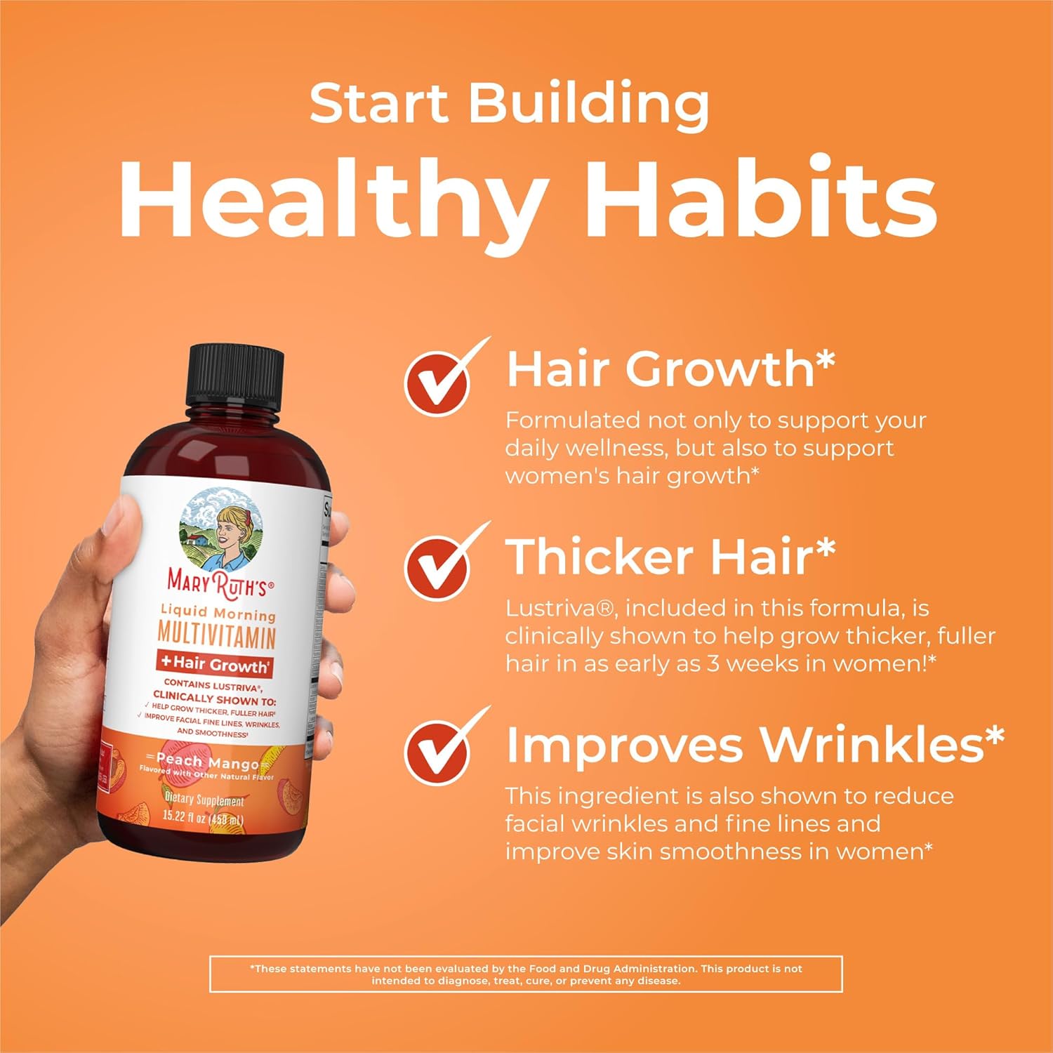 Mary Ruth's Multivitamin + Hair Growth Liquid Morning - 450 ml