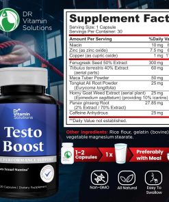 Dr+ Vitamin Solutions Testo Boost Male Performance Support - 30 capsules