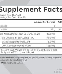 Sports Research Omega-3 Fish Oil (1,250 mg) Alaskan Triple Stength - 90 softgels