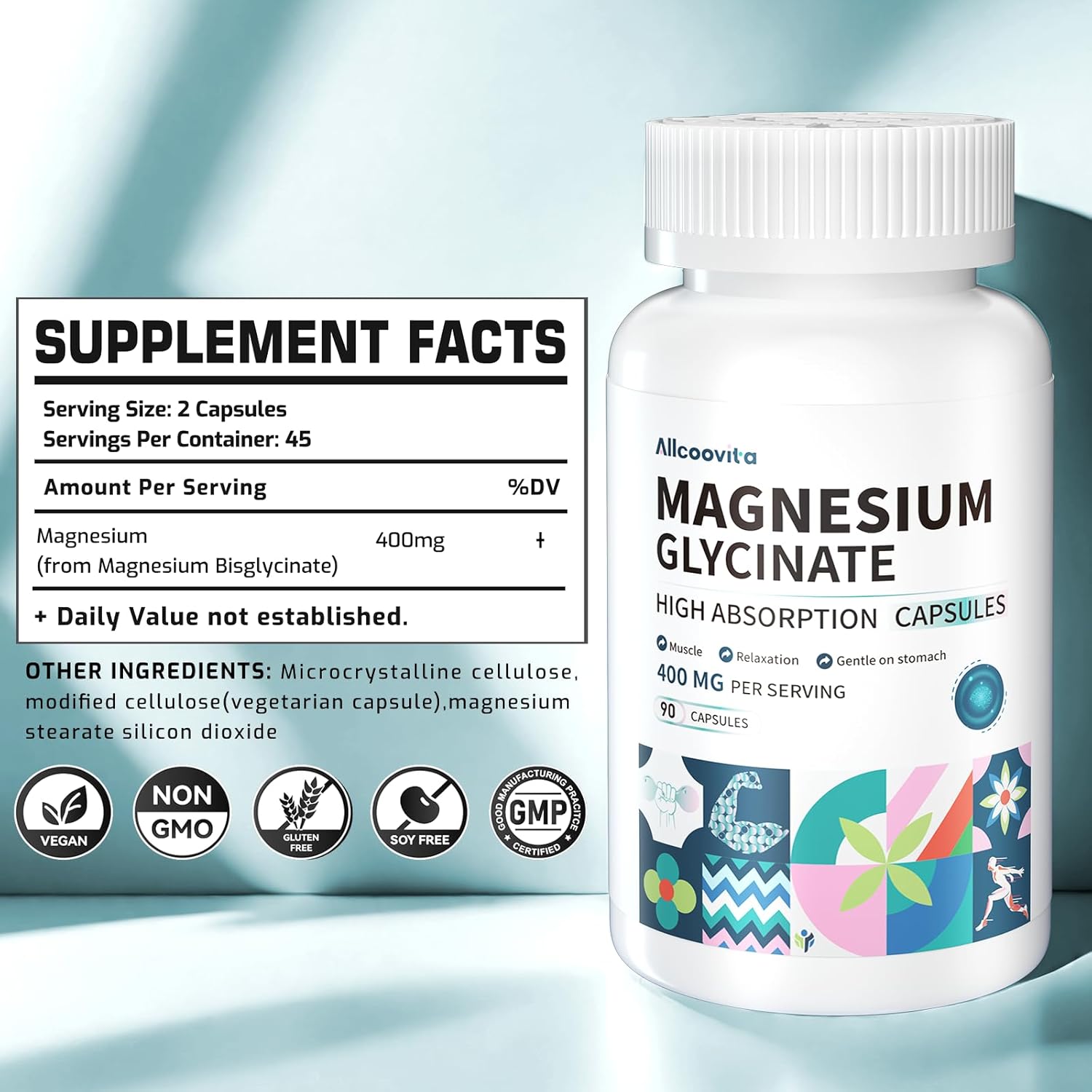 Allcoovita Magnesium Glycinate (400 mg) - 90 capsules