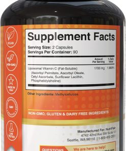 Nutriflair Premium Liposomal Vitamin C (1,700 mg) - 180 vegetable capsules