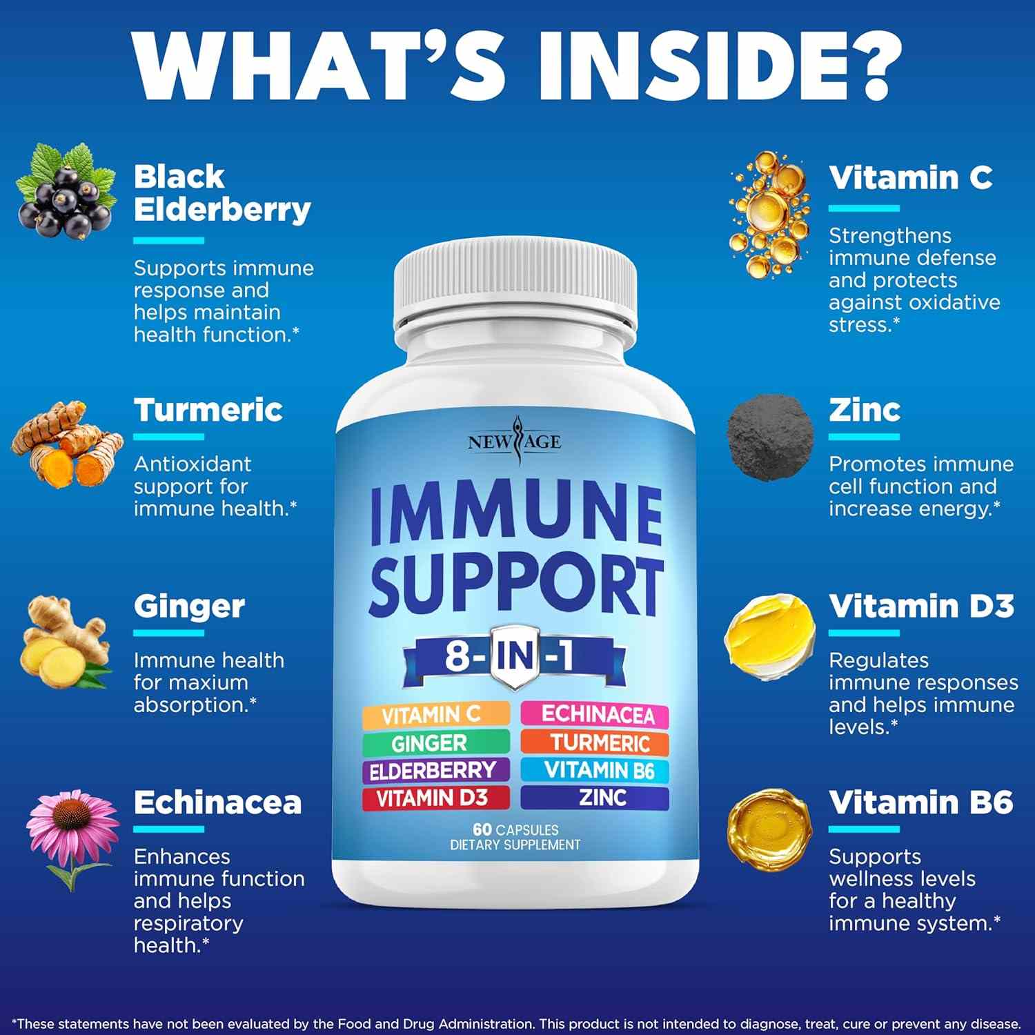 New Age Immune Support 8-In-1 - 60 capsules