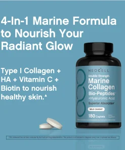Neocell Marine Collagen Bio-Peptides + Hyaluronic Acid Double Strength - 180 caplets