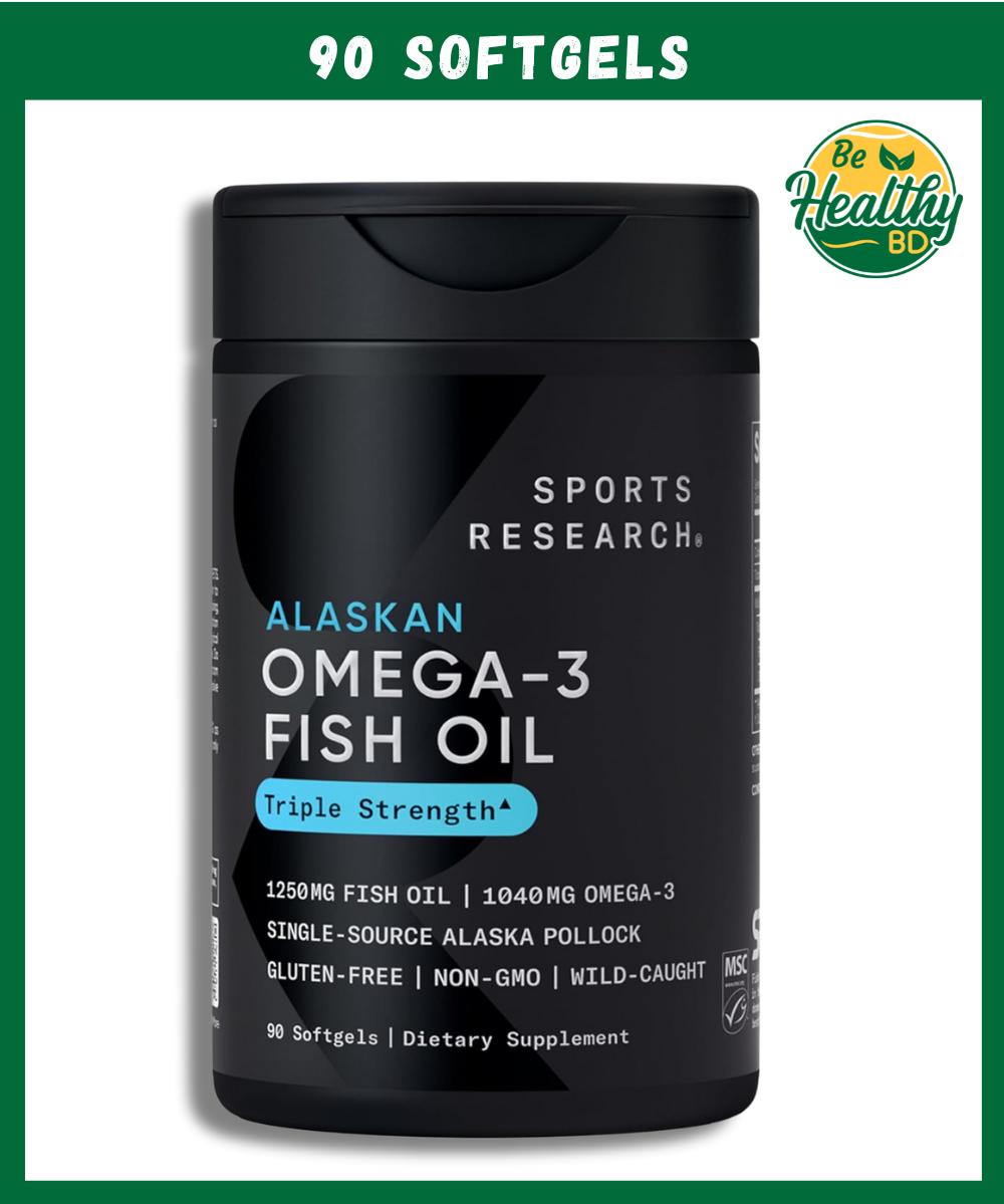 Sports Research Omega-3 Fish Oil (1,250 mg) Alaskan Triple Stength - 90 softgels