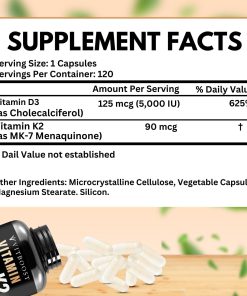 VitBoost Vitamin D3 (5,000 IU) & K2 (90 mcg) - 120 capsules