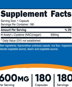 Nutricost Nac Vegan N-Acety L-Cysteine (600 mg) - 180 capsules