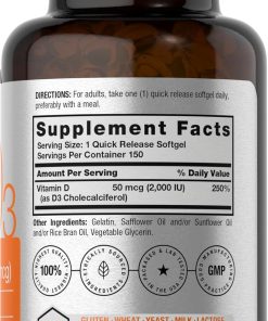Horbaach Vitamin D3 (2,000 IU - 50 mcg) - 150 softgels