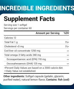 Dr.Berg Omega-3 Cod Liver Fish Oil Wild Caught - 60 softgels