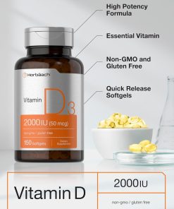 Horbaach Vitamin D3 (2,000 IU - 50 mcg) - 150 softgels