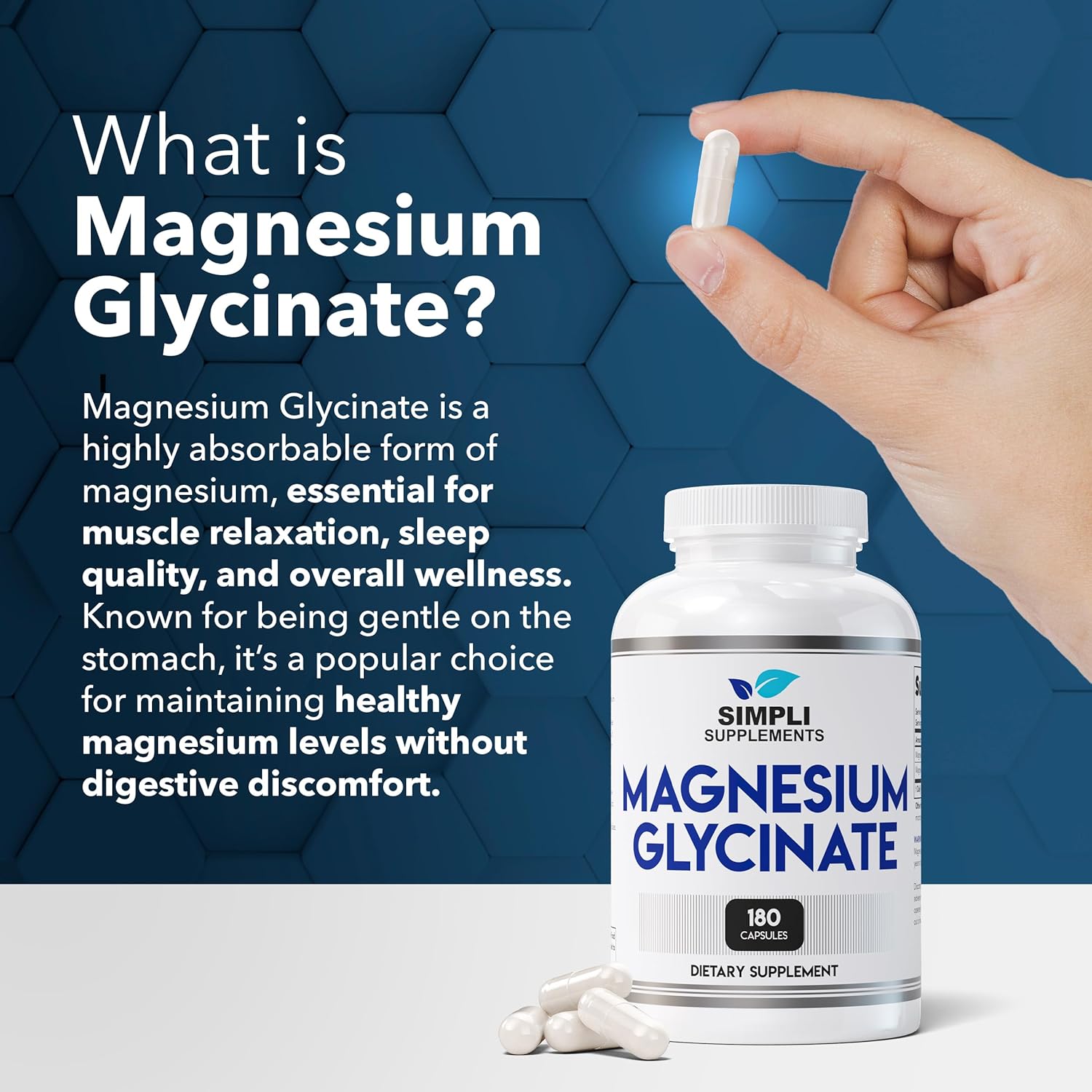 Simpli Supplements Magnesium Glycinate - 180 capsules
