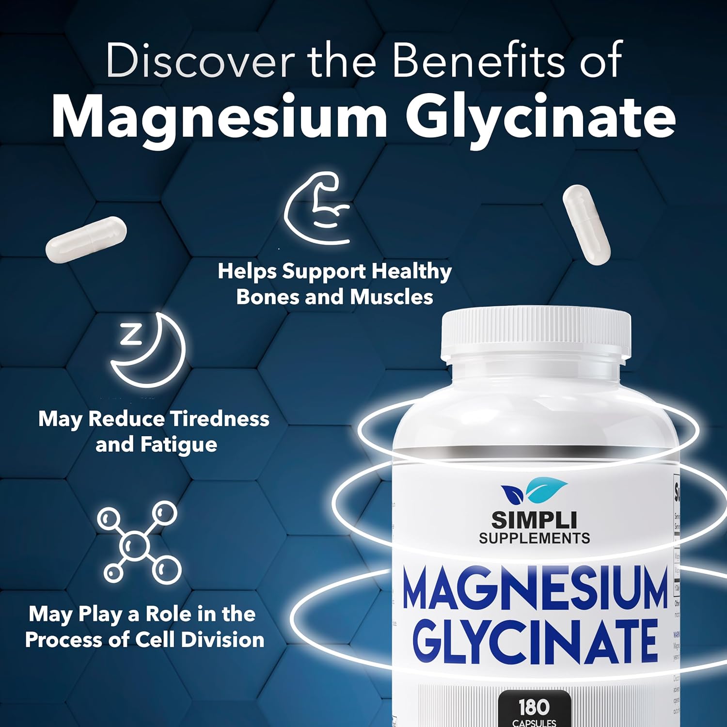 Simpli Supplements Magnesium Glycinate - 180 capsules