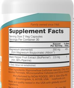 Now Magnesium Glycinate with Bioperine - 60 veg capsules