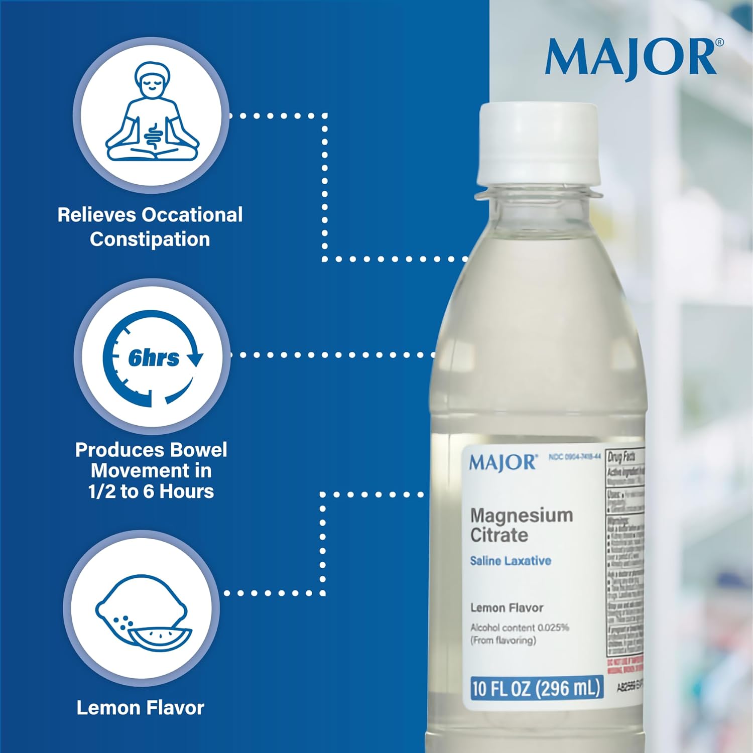 Major Magnesium Citrate Saline Laxative Lemon Flavor - 296 ml