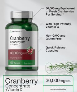 Horbaach Cranberry Concentrate + Vitamin C (30,000 mg) - 120 capsules