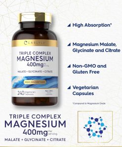 Carlyle Triple Complex Magnesium Malate + Glycinate + Citrate (400 mg) - 240 vegetarian capsules