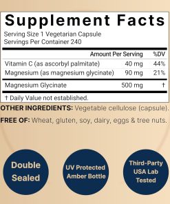Naturebell Magnesium Glycinate (500 mg) Pure - 240 vegetarian capsules