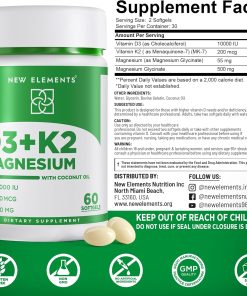 New Elements D3 + K2 Magnesium - 60 softgels