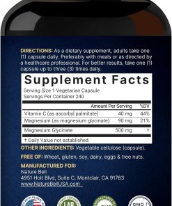 Naturebell Magnesium Glycinate (500 mg) Pure - 240 vegetarian capsules