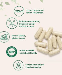Micro Ingredients Liposomal NAD+ for women 12-in-1 Advanced Formula - 180 vegetarian capsules