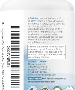 Micro Ingredients Zinc Carnosine (75 mg) - 240 vegetarian capsules