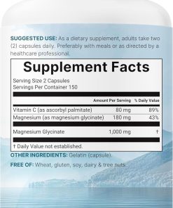 Micro Ingredients Magnesium Glycinate (1,000 mg) - 300 capsules
