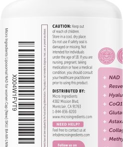 Micro Ingredients Liposomal NAD+ for women 12-in-1 Advanced Formula - 180 vegetarian capsules