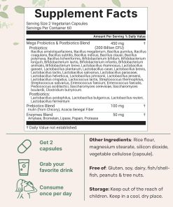 Micro Ingredients Mega Probiotics (200 Billions CFU) - 120 vegetarian capsules