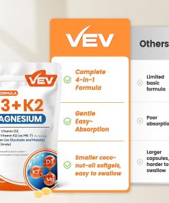 VEV Corefeel Vitamin D3 & K2 (10,000 IU - 200 mcg) + Magnesium - 300 softgels