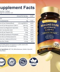 Totaria Health Magnesium Glycinate & D3+k2 (5,000 IU + 180 mcg) - 120 softgels