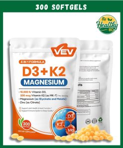 VEV Corefeel Vitamin D3 & K2 (10,000 IU - 200 mcg) + Magnesium - 300 softgels