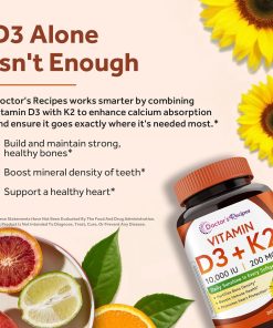Doctor's Recipes Vitamin D3 (10,000 IU) + K2 (200 mcg) - 120 softgels