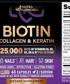 Nutra Harmony Hair Vitamins (25,000 mcg) - 60 capsules