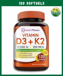 Doctor's Recipes Vitamin D3 (10,000 IU) + K2 (200 mcg) - 120 softgels