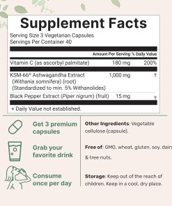 Micro Ingredients KSM-66 Ashwagandha (1,000 mg) - 120 vegetarian capsules