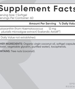 Sports Research Astaxanthin (12 mg) Triple Strength - 60 softgels