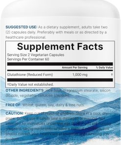 Micro Ingredients Glutathione Reduced (1,000 mg) Active Form - 120 vegetarian capsules