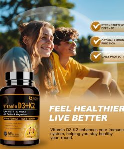 Nature Target Vitamin D3 + K2 (5,000 IU + 120 mcg) with Calcium & Magnesium - 120 capsules