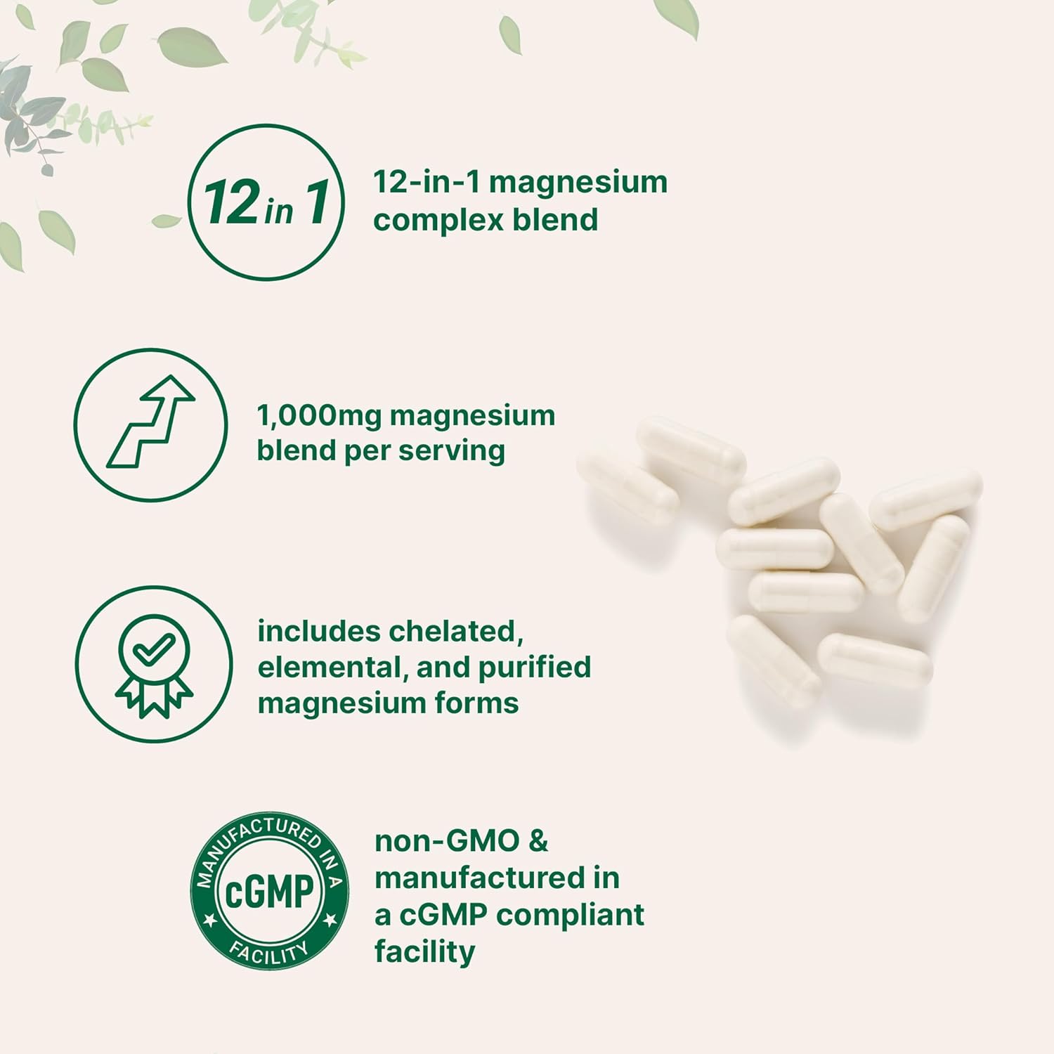 Micro Ingredients Magnesium 12-In-1 Complex (1,000 mg) - 240 vegetarian capsules