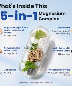 Vev Magnesium 15-in-1 Complex Ashwagandha, L-Theanine - 120 veggie capsules