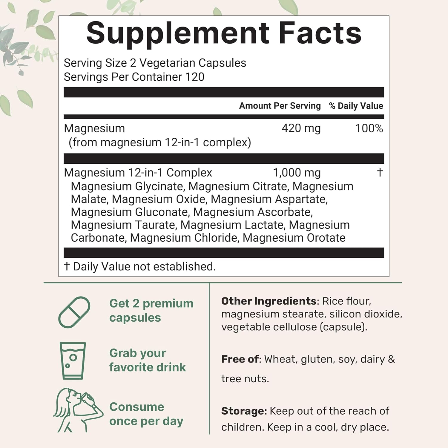 Micro Ingredients Magnesium 12-In-1 Complex (1,000 mg) - 240 vegetarian capsules