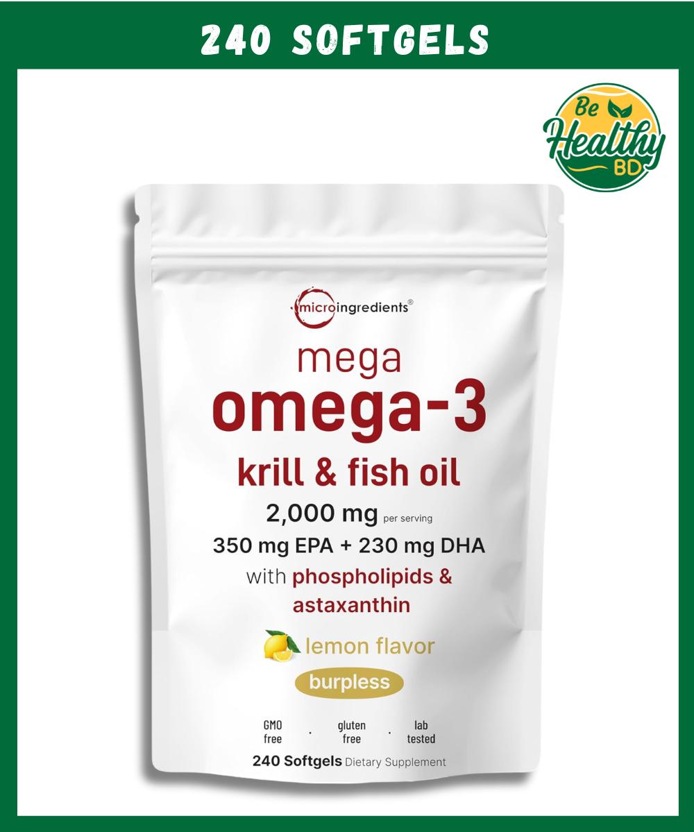 Micro Ingredients Mega Omega-3 Krill & Fish Oil (2,000 mg) - 240 softgels
